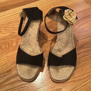 RARE 2000s KATE SPADE BLACK CANVAS GRANADA ESPADRILLE WEDGE HEELS ️ ️ ️ ️ ️